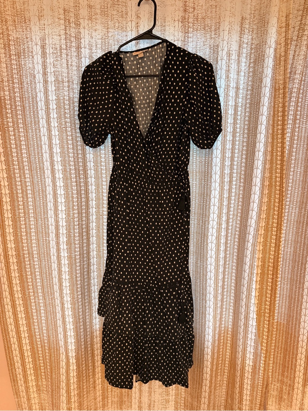 Knox Rose Black Polka Dot Midi Wrap Dress